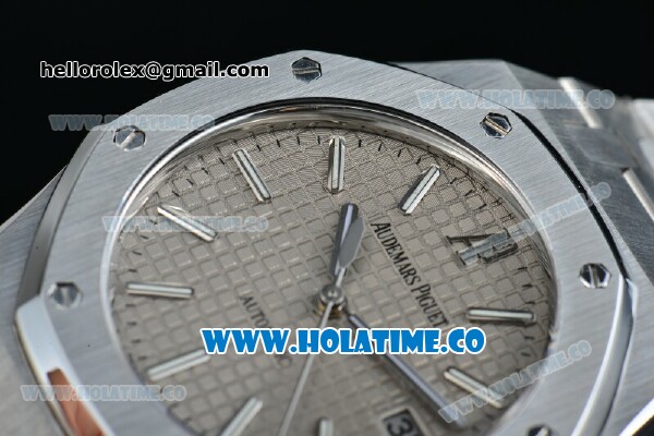 Audemars Piguet Royal Oak Swiss ETA 2824 Automatic Full Steel with Grey Dial and Stick Markers - 1:1 Origianl (ZF) - Click Image to Close
